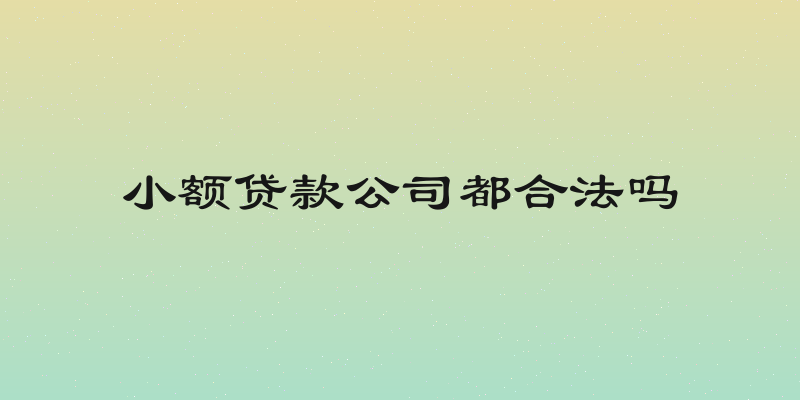 小额贷款公司都合法吗