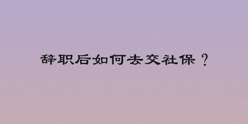 辞职后如何去交社保？