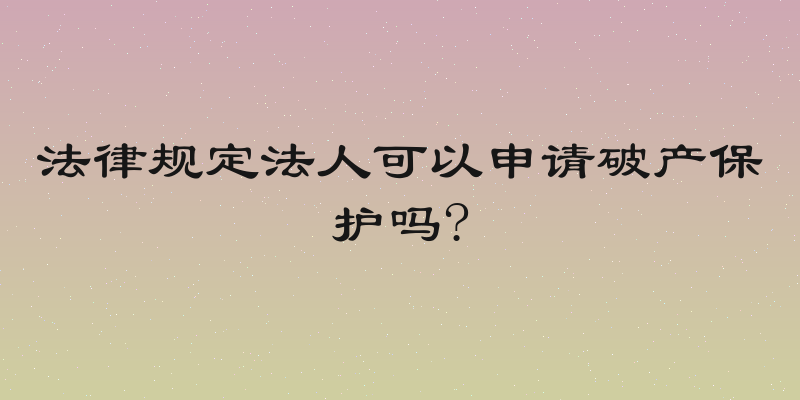 法律规定法人可以申请破产保护吗?