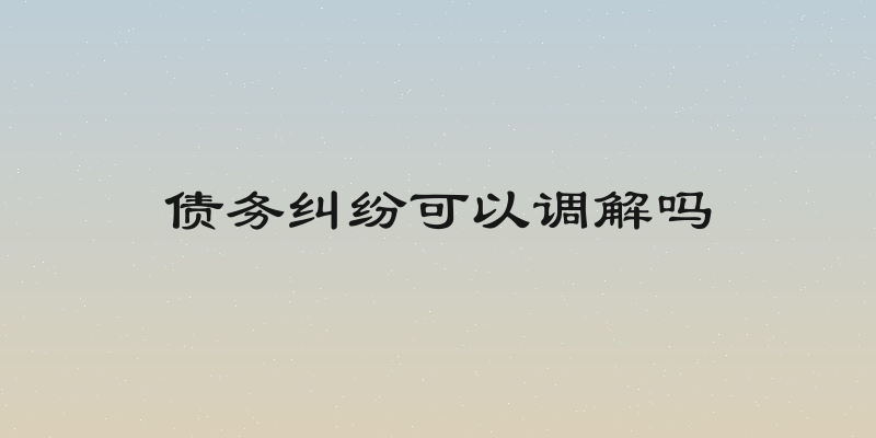 债务纠纷可以调解吗