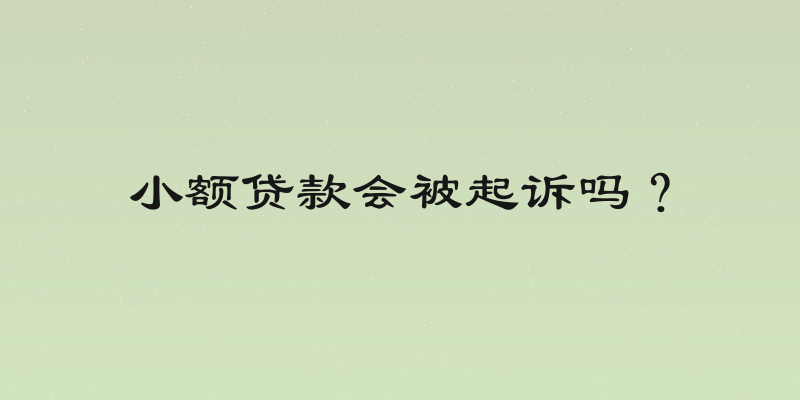 小额贷款会被起诉吗？