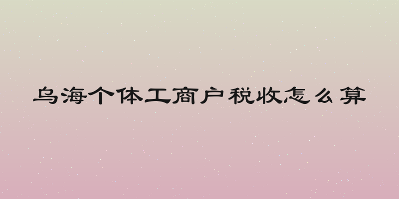 乌海个体工商户税收怎么算