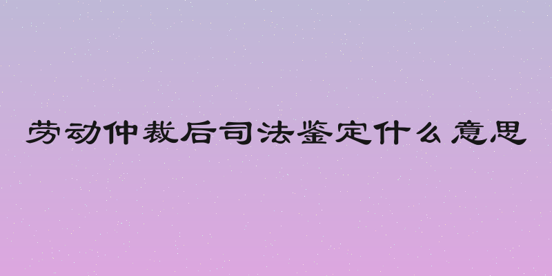 劳动仲裁后司法鉴定什么意思