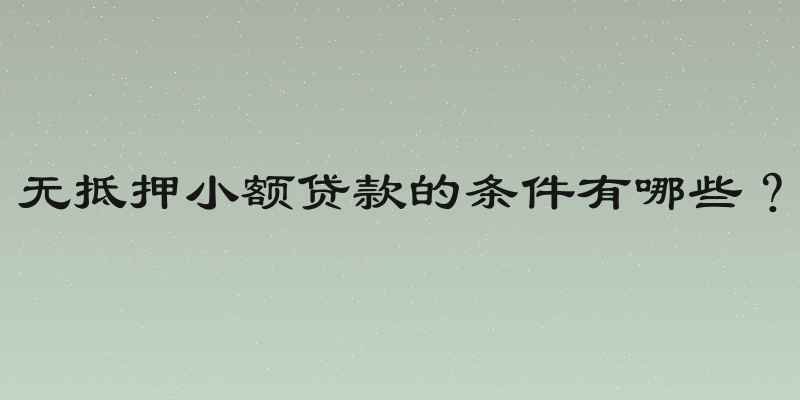 无抵押小额贷款的条件有哪些？