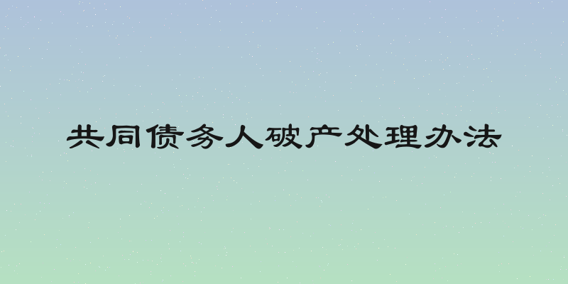 共同债务人破产处理办法