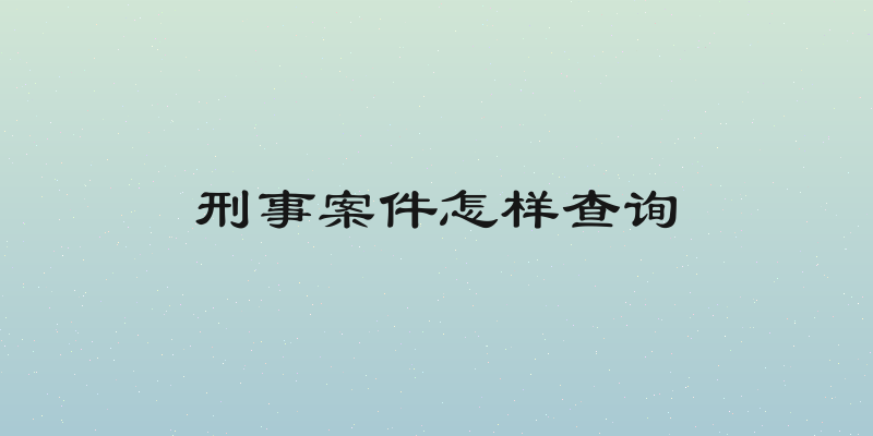 刑事案件怎样查询