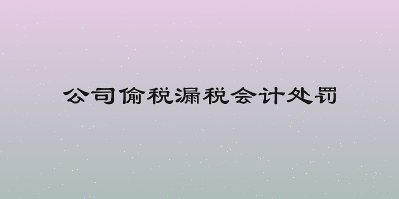公司偷税漏税会计处罚