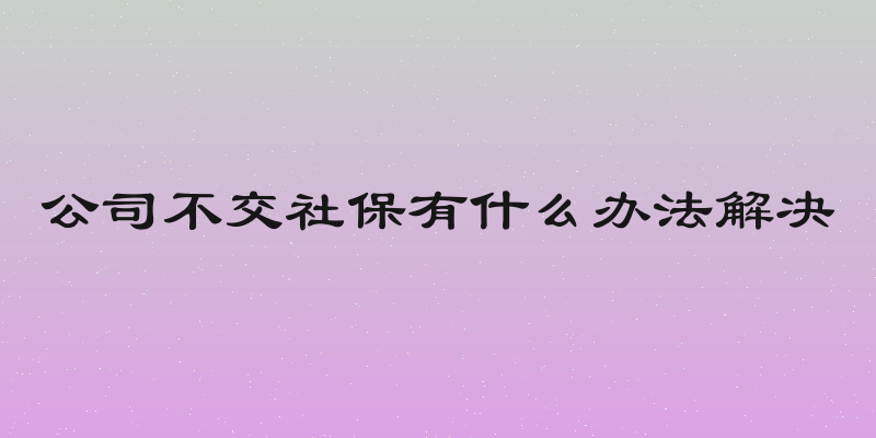 公司不交社保有什么办法解决