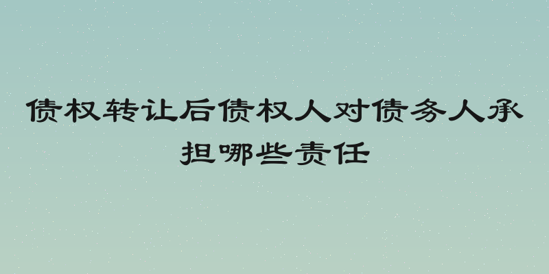 债权转让后债权人对债务人承担哪些责任