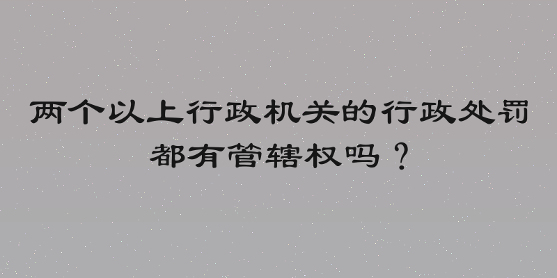 两个以上行政机关的行政处罚都有管辖权吗？