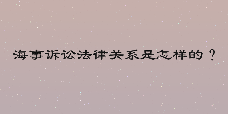 海事诉讼法律关系是怎样的？