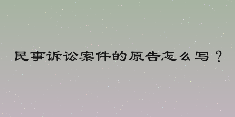 民事诉讼案件的原告怎么写？