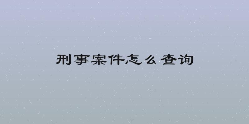 刑事案件怎么查询