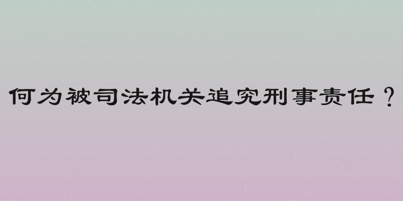 何为被司法机关追究刑事责任？