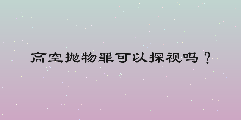 高空抛物罪可以探视吗？