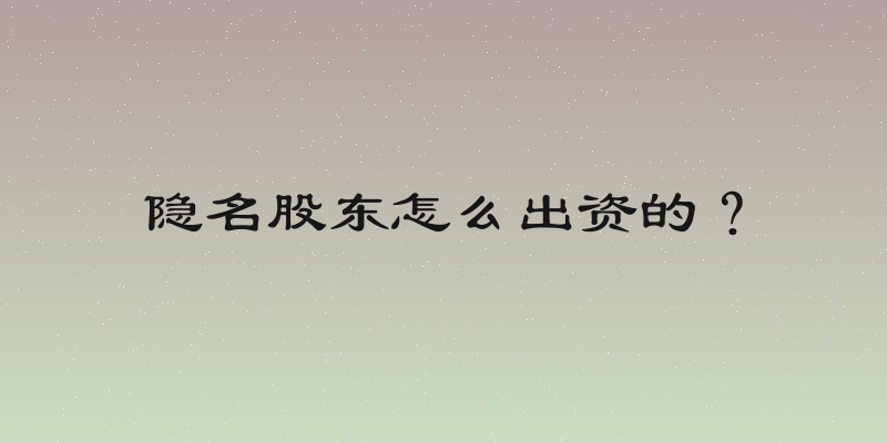 隐名股东怎么出资的？