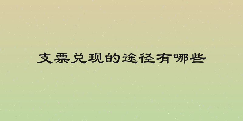 支票兑现的途径有哪些
