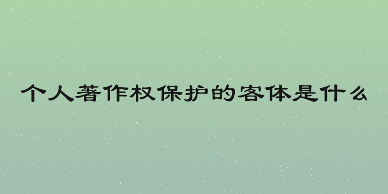 个人著作权保护的客体是什么