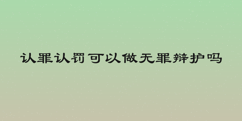 认罪认罚可以做无罪辩护吗