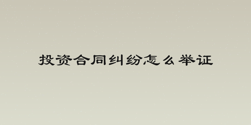 投资合同纠纷怎么举证