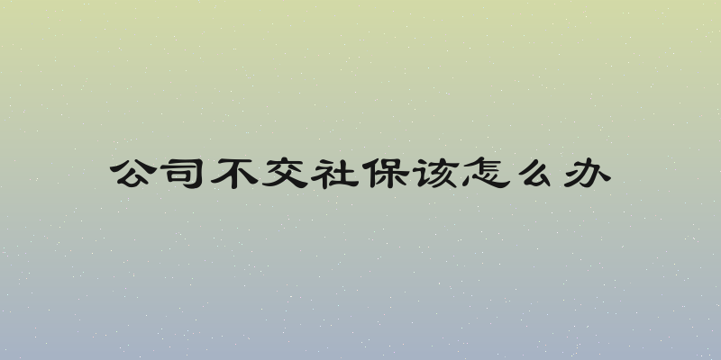 公司不交社保该怎么办