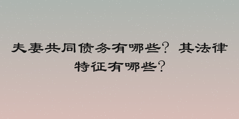 夫妻共同债务有哪些? 其法律特征有哪些?