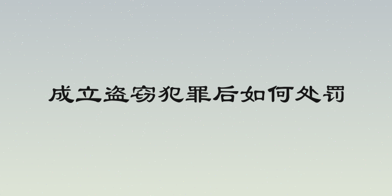 成立盗窃犯罪后如何处罚