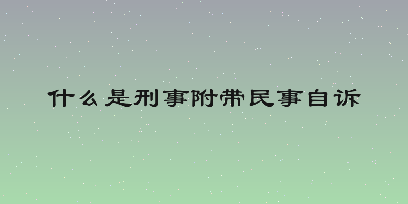 什么是刑事附带民事自诉