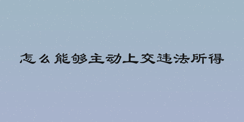 怎么能够主动上交违法所得