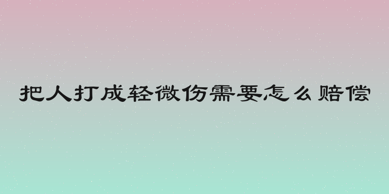 把人打成轻微伤需要怎么赔偿