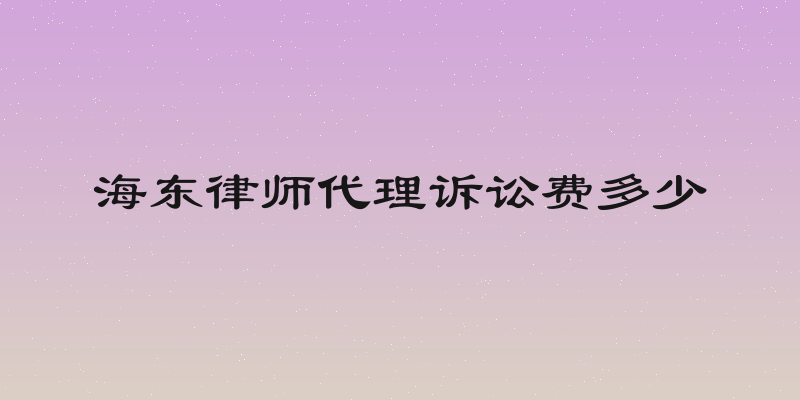 海东律师代理诉讼费多少