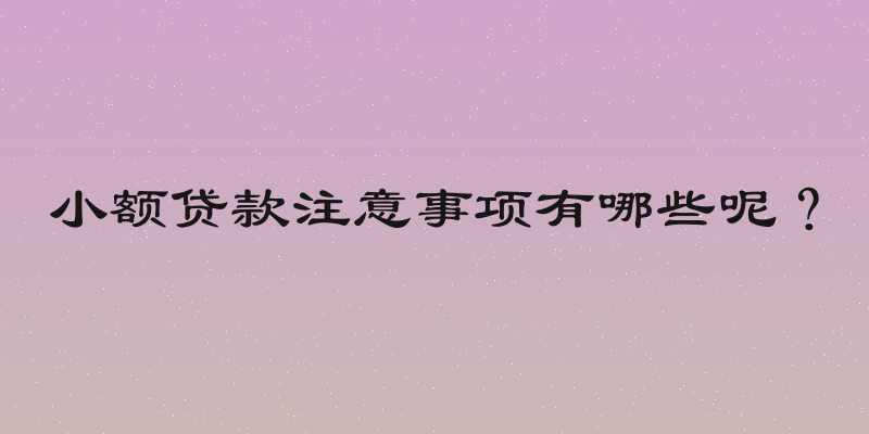 小额贷款注意事项有哪些呢？