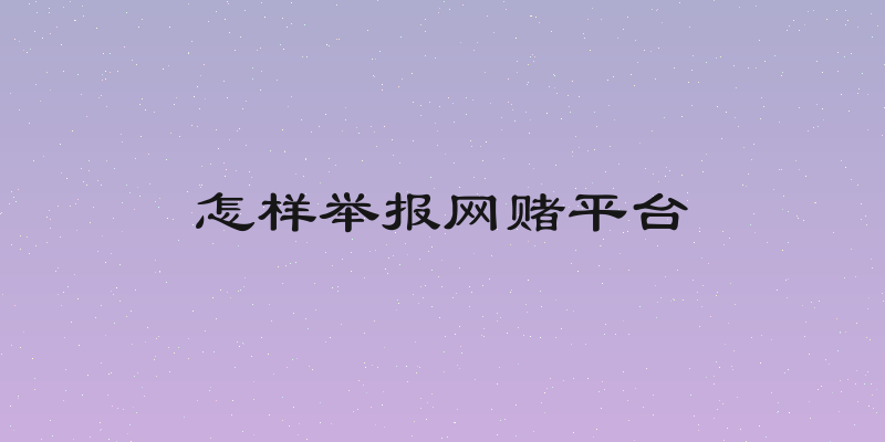 怎样举报网赌平台