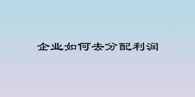 企业如何去分配利润