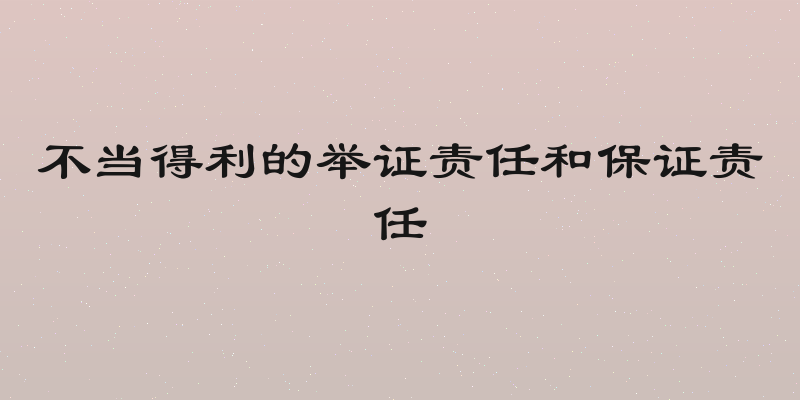 不当得利的举证责任和保证责任