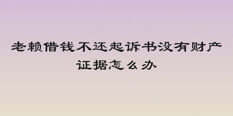 老赖借钱不还起诉书没有财产证据怎么办