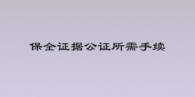 保全证据公证所需手续