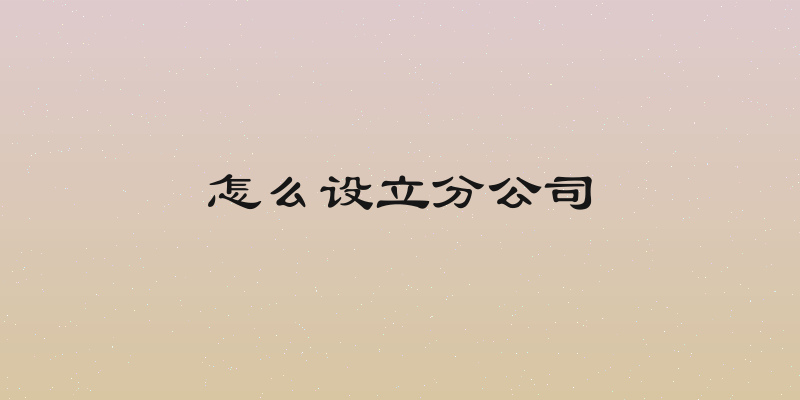 怎么设立分公司