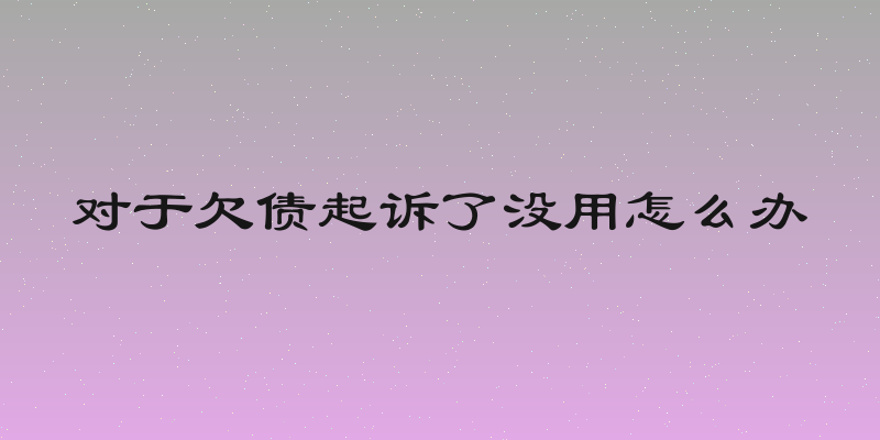 对于欠债起诉了没用怎么办