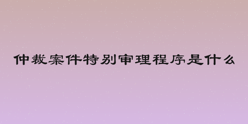 仲裁案件特别审理程序是什么