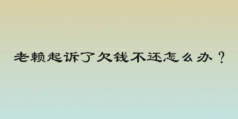 老赖起诉了欠钱不还怎么办？