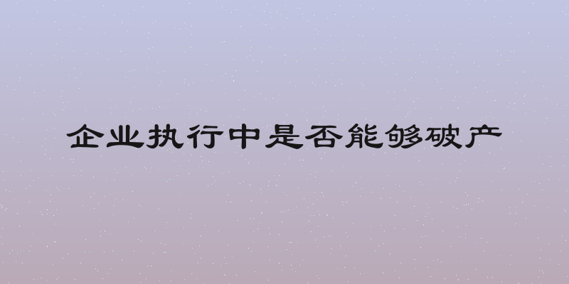 企业执行中是否能够破产