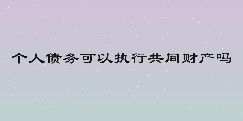 个人债务可以执行共同财产吗