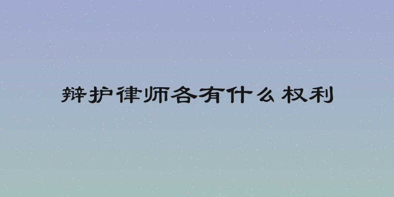 辩护律师各有什么权利