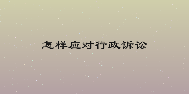 怎样应对行政诉讼