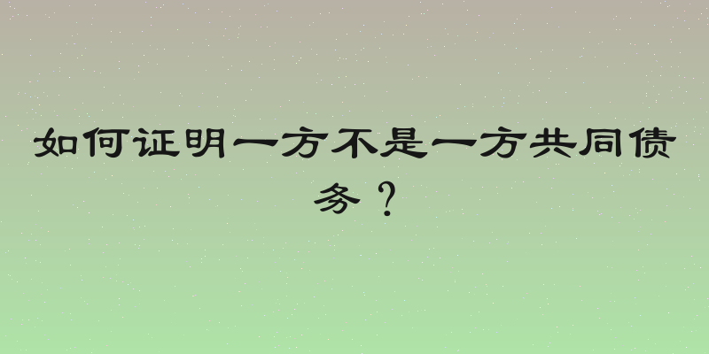 如何证明一方不是一方共同债务？