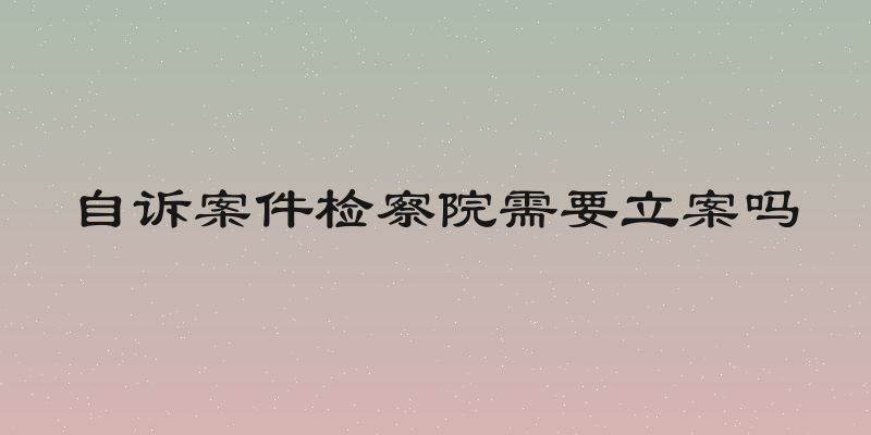 自诉案件检察院需要立案吗