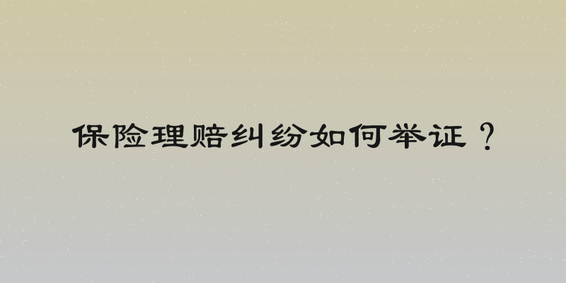 保险理赔纠纷如何举证？