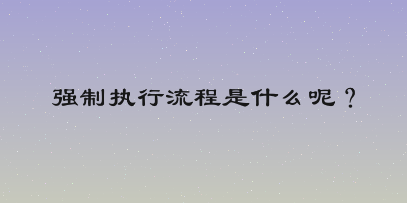 强制执行流程是什么呢？