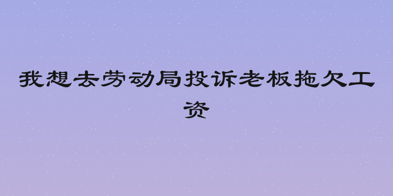我想去劳动局投诉老板拖欠工资